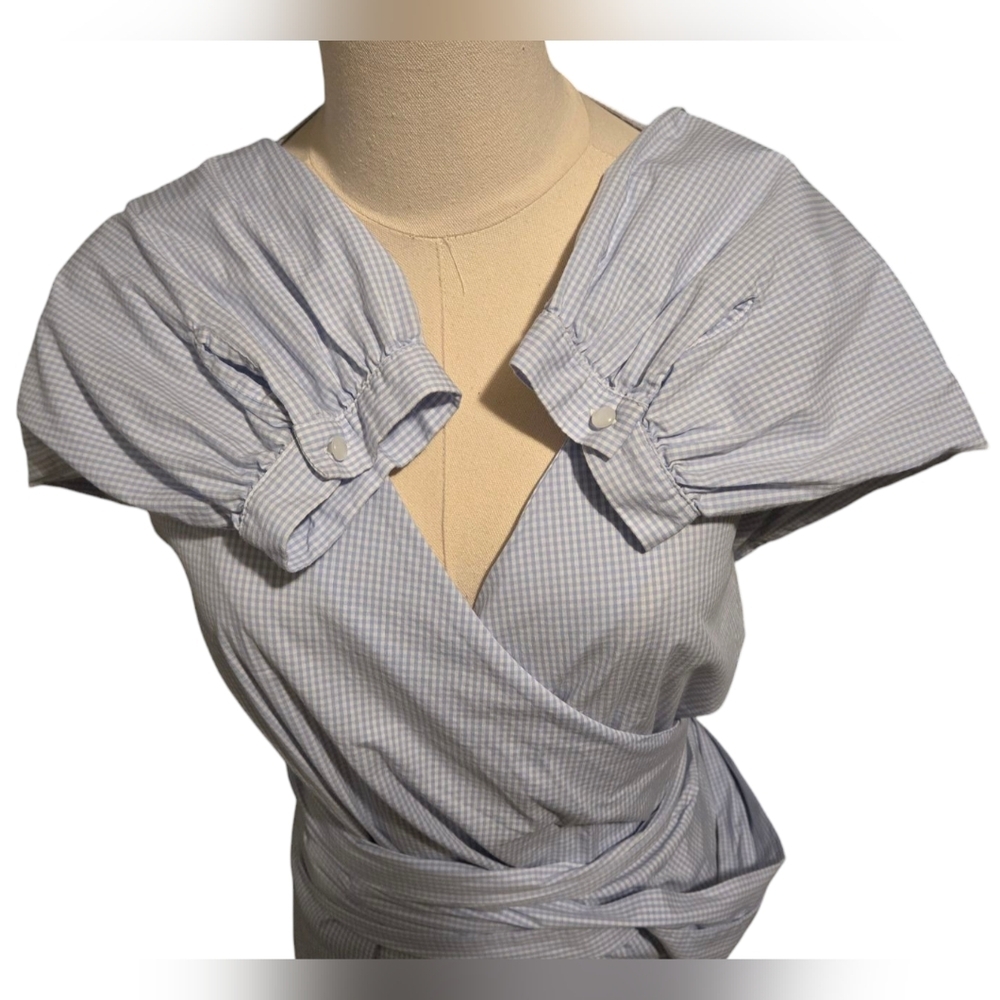💝Lane Bryant Gingham Wrap Top - Picture 7 of 11